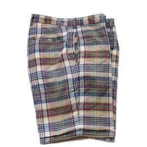 Polo Ralph Lauren Reversible Madras Shorts Multicolor Plaid Solid Khaki Size 34